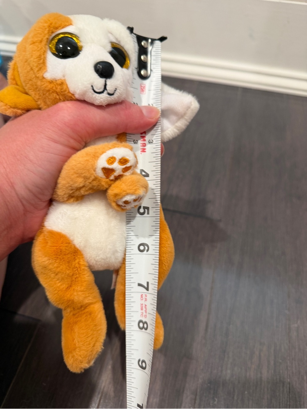 NWOT Ty Ruggles 9” in Orange White Puppy Beanie Boo Sparkly Eyes Stuffed Animal - Picture 4 of 4